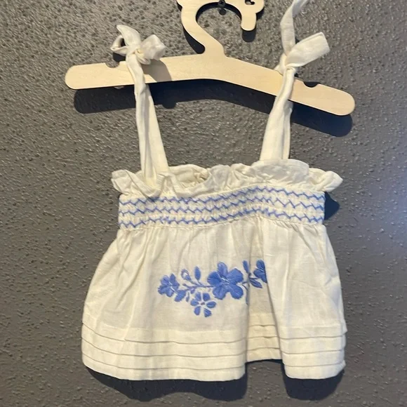 Lali Primrose Tie Shoulders Hand Embroidered Top- Sand